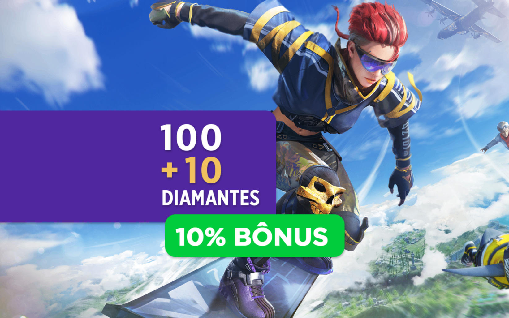 Free Fire - 100 Diamantes + 10% de Bônus