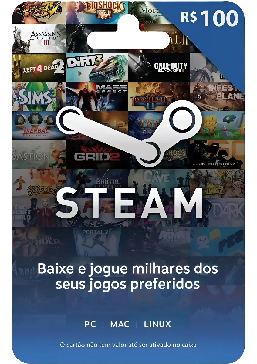 Steam - Cartão Presente Digital R$100