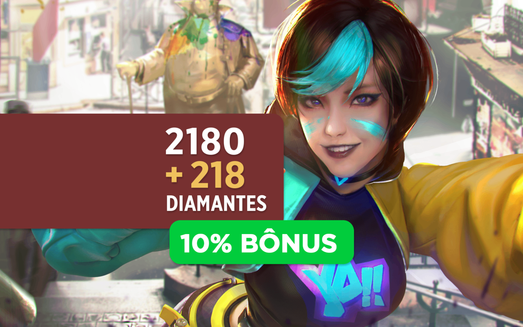 Free Fire - 2180 Diamantes + 10% de Bônus